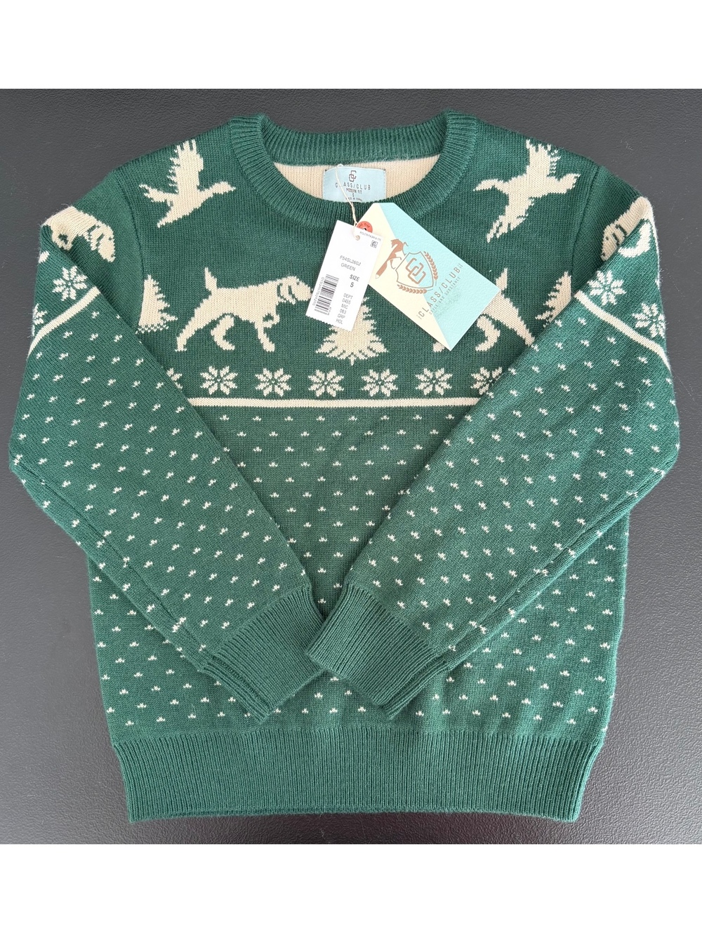 Class Club Green Holiday Sweater Boys Size 5